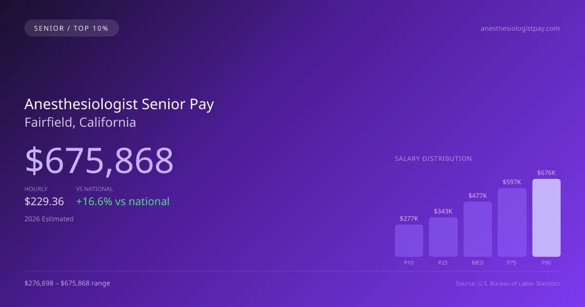 Anesthesiologist Senior Salary in Fairfield, CA — 2026 est., based on 2025 BLS
