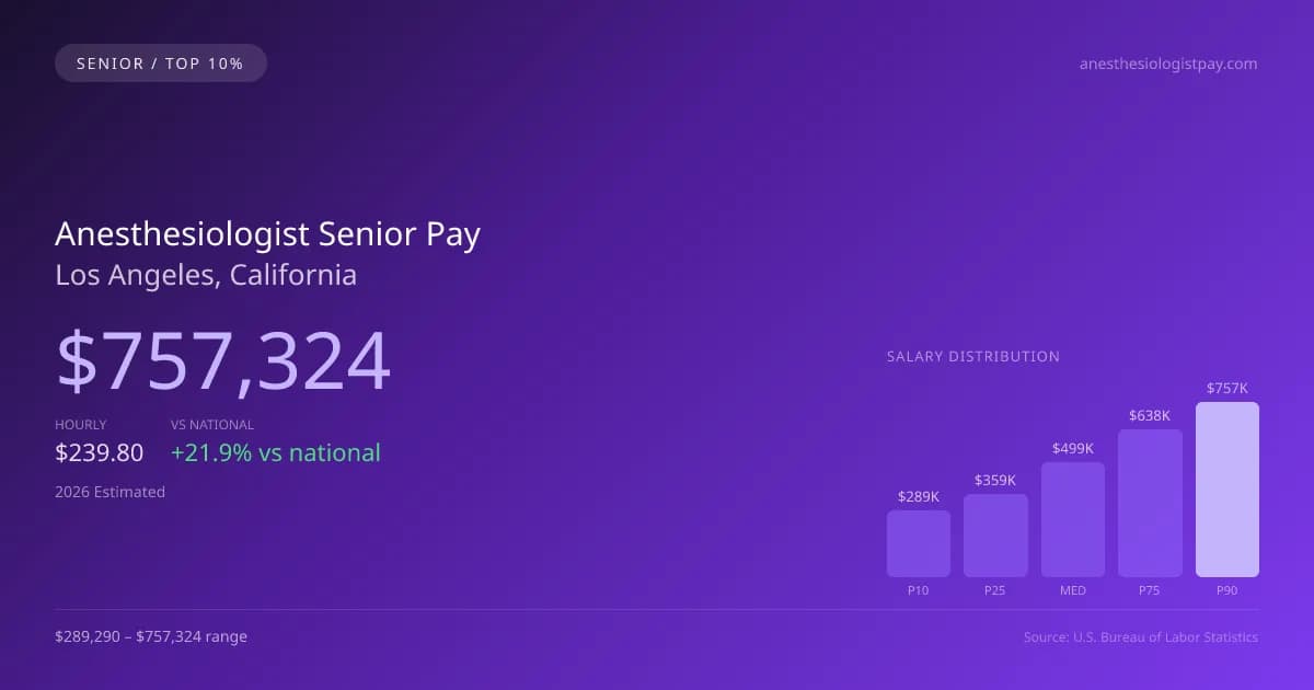 Anesthesiologist Senior Salary in Los Angeles, CA — 2026 est., based on 2025 BLS