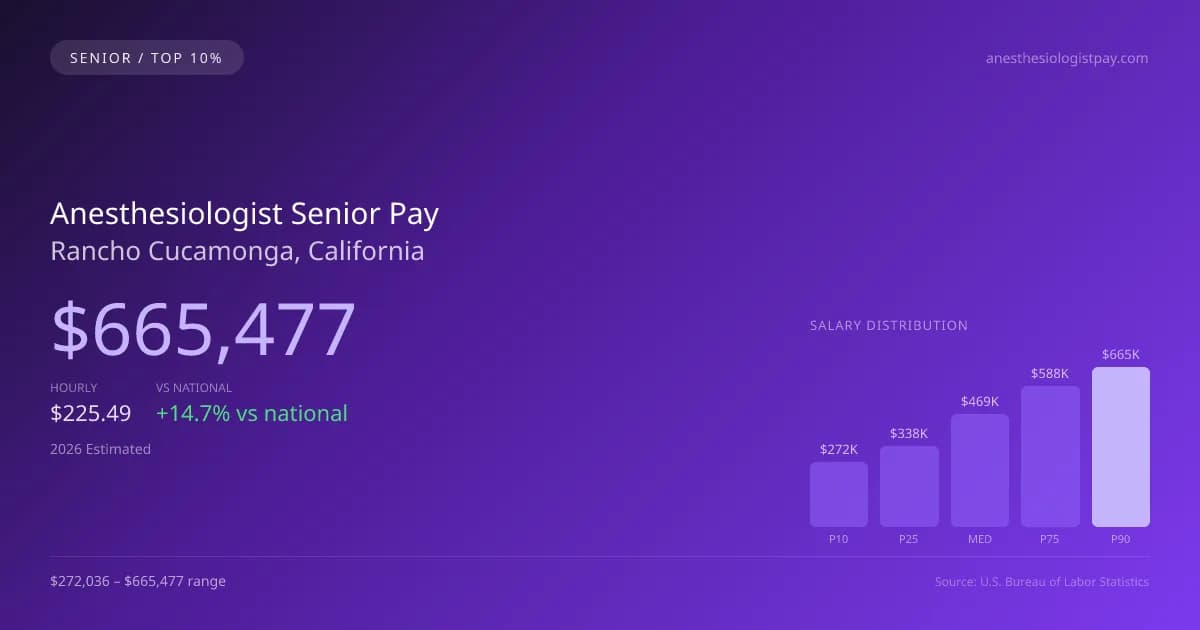 Anesthesiologist Senior Salary in Rancho Cucamonga, CA — 2026 est., based on 2025 BLS