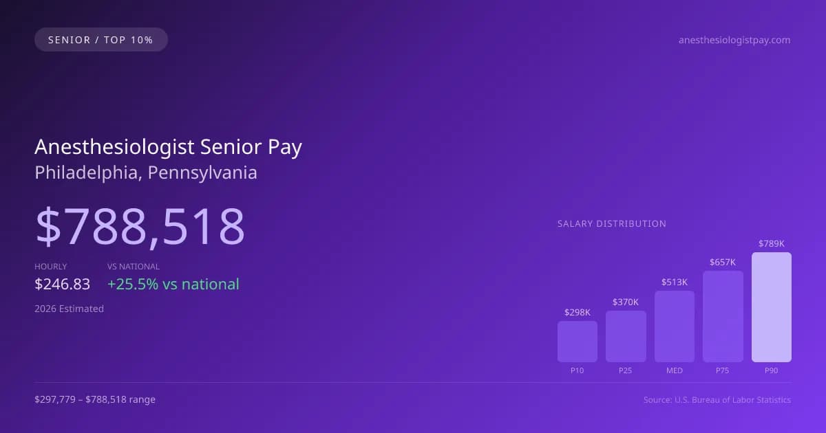 Anesthesiologist Senior Salary in Philadelphia, PA — 2026 est., based on 2025 BLS